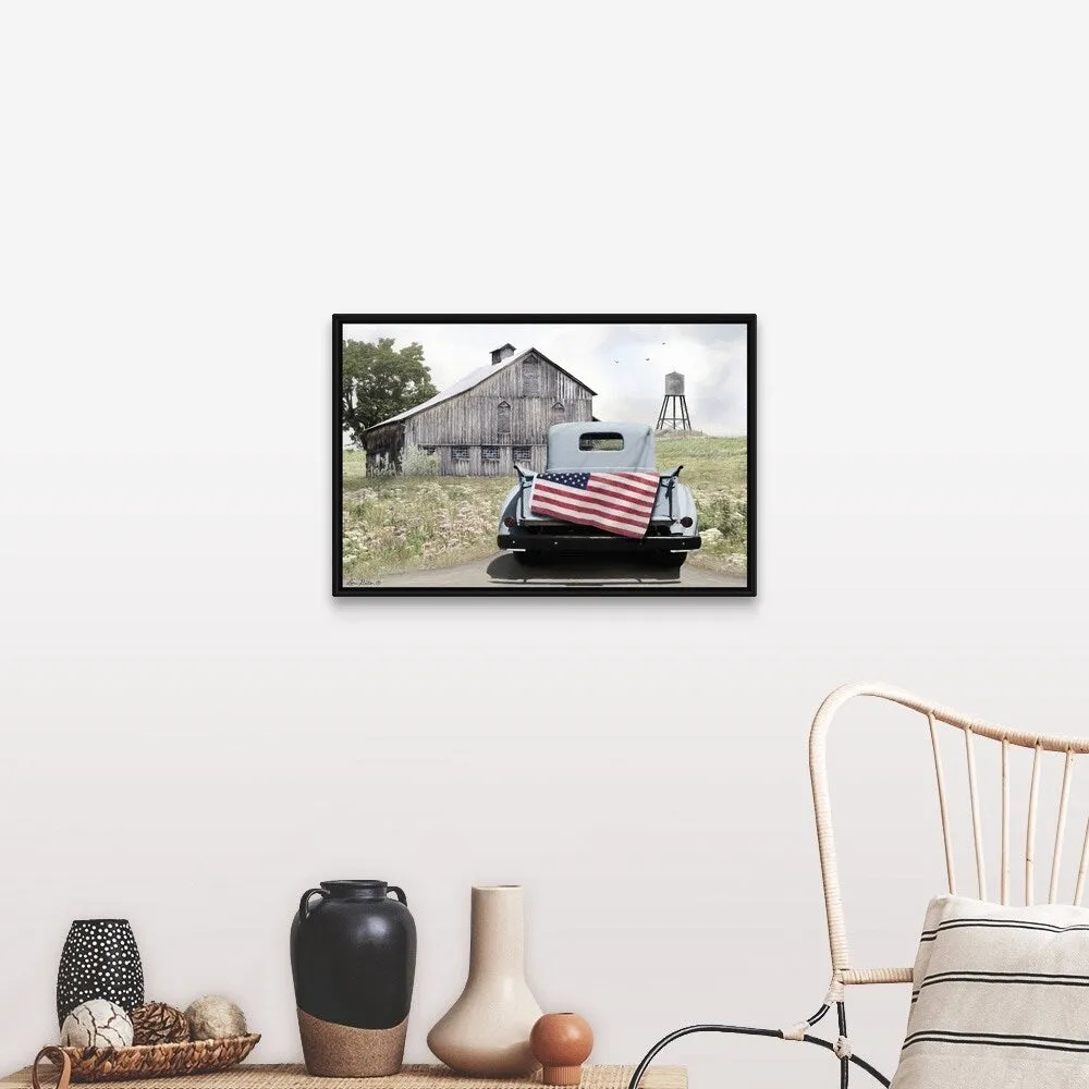 "American Tailgating" Black Float Frame Canvas Art