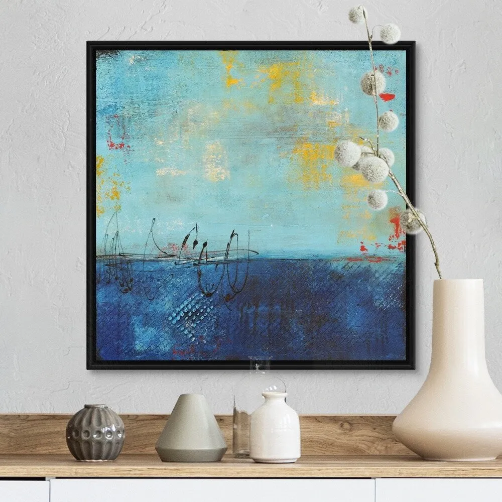 "Bayshore Drive" Black Float Frame Canvas Art