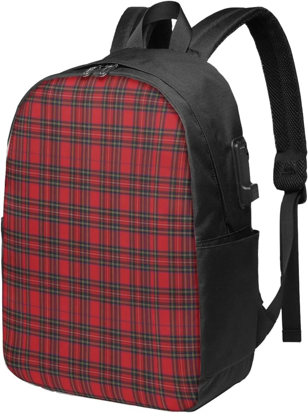 Royal Stewart Tartan Usb Travel Laptop Backpack  Durable Polyester Backbag With Charging Port & Headphone Jack