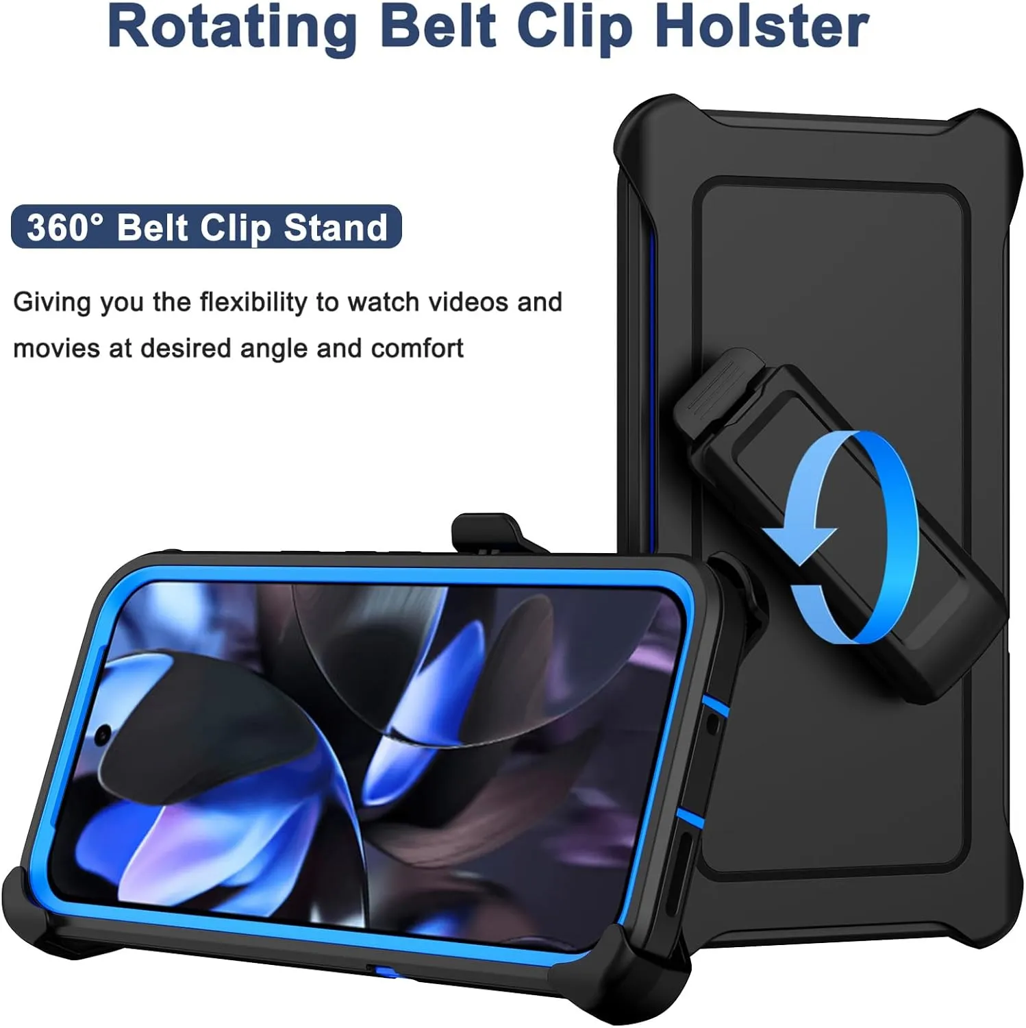 RubCase for Google Pixel 9 Pro XL Case with Belt Clip Holster, 2X Screen Protector, Heavy Duty Military Grade Full Body Shockproof Dust-Proof Rugged Protective Cover for Pixel 9 Pro XL