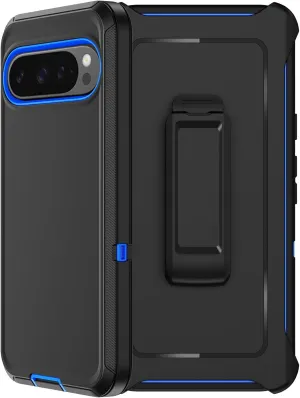 RubCase for Google Pixel 9 Pro XL Case with Belt Clip Holster, 2X Screen Protector, Heavy Duty Military Grade Full Body Shockproof Dust-Proof Rugged Protective Cover for Pixel 9 Pro XL
