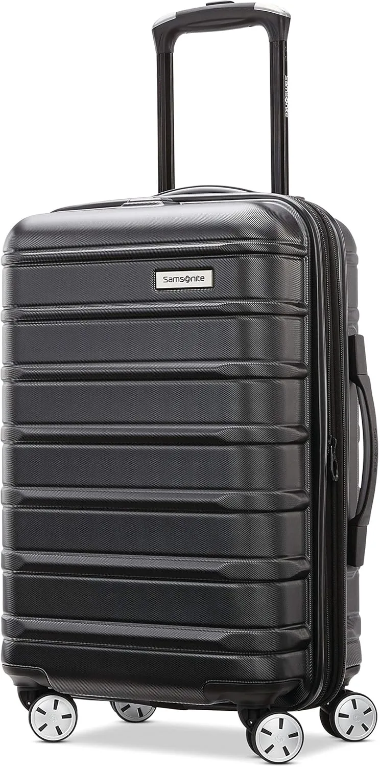Samsonite Omni 2 Carry-On Hardside Luggage with 360 Spinner Wheels - Scratch Resistant Hardshell - TSA, Airline-Approved - Expandable Polycarbonate Shell for Lightweight Travel - Midnight Black