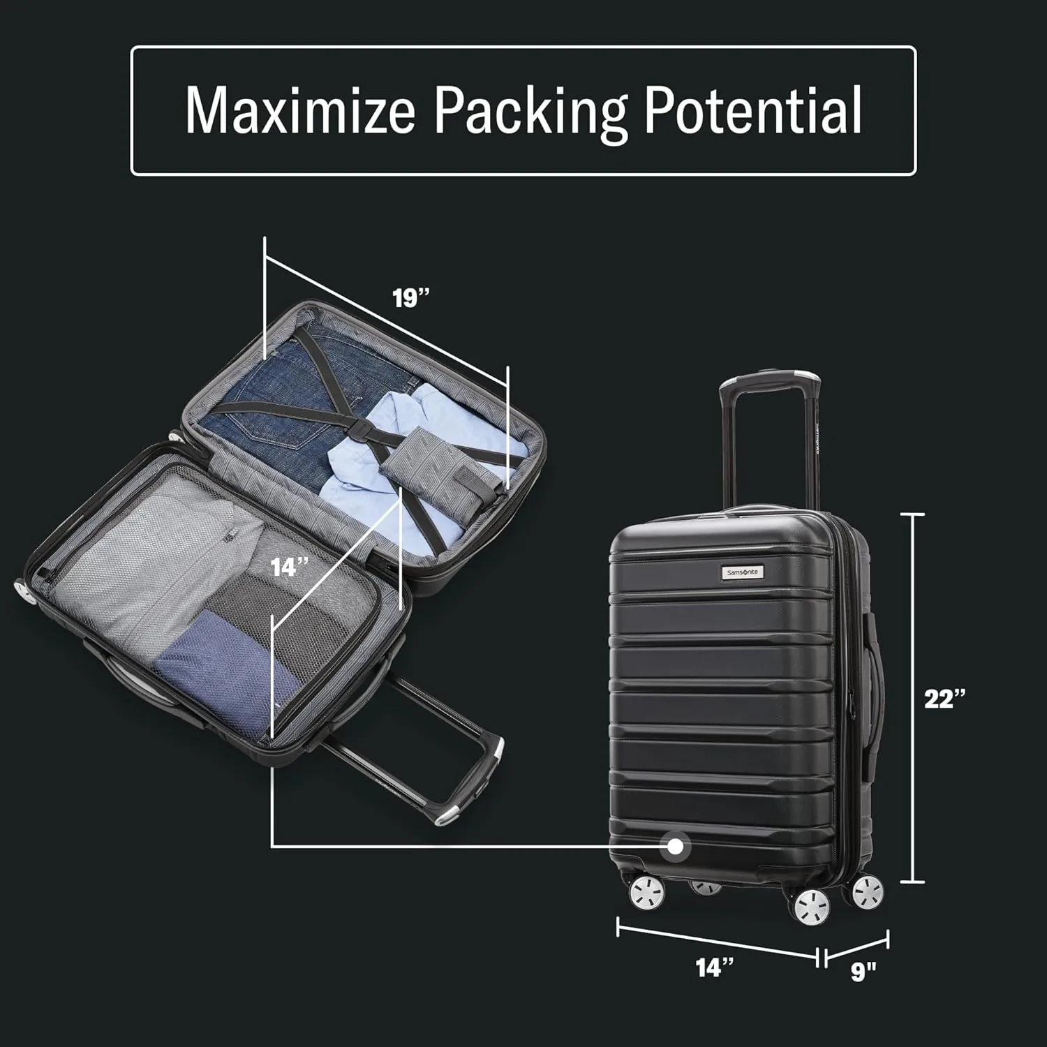 Samsonite Omni 2 Carry-On Hardside Luggage with 360 Spinner Wheels - Scratch Resistant Hardshell - TSA, Airline-Approved - Expandable Polycarbonate Shell for Lightweight Travel - Purple