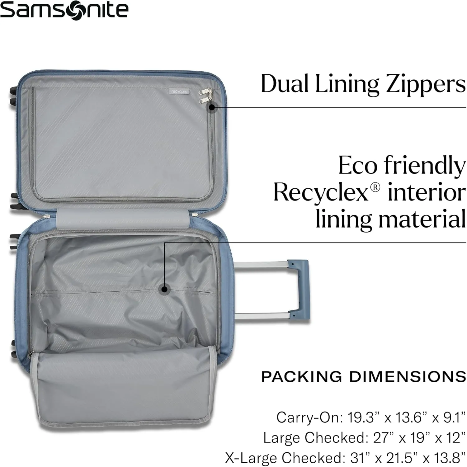 Samsonite UpLIFT 19" Lightweight Hardside Carry-On Luggage with Spinner Wheels - Expandable - Airline-Approved, Polycarbonate Hard Suitcase for Ultra Lightweight Travel - Elemental Blue