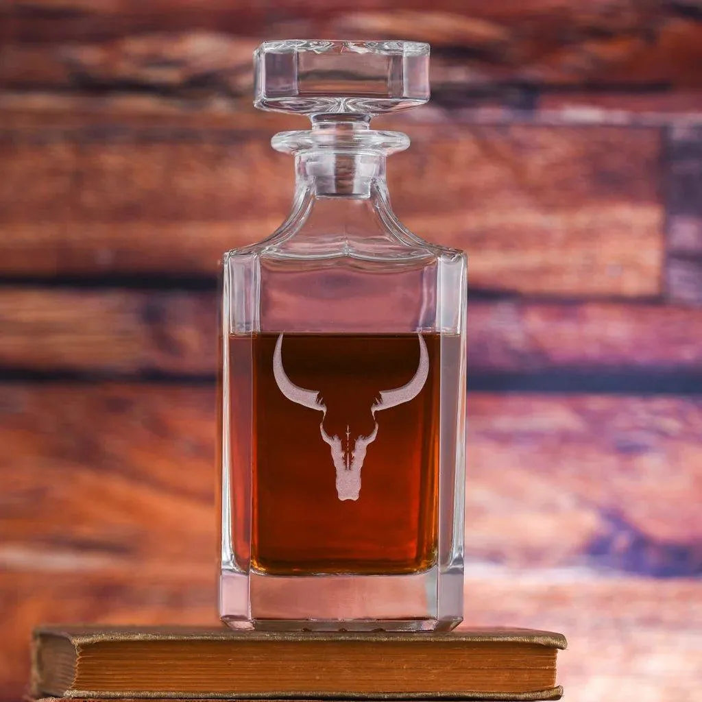 Sand Carved Whiskey Decanter Set - 2 Styles