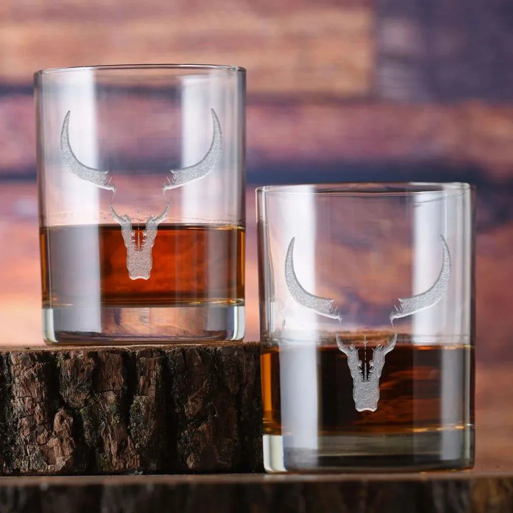 Sand Carved Whiskey Decanter Set - 2 Styles
