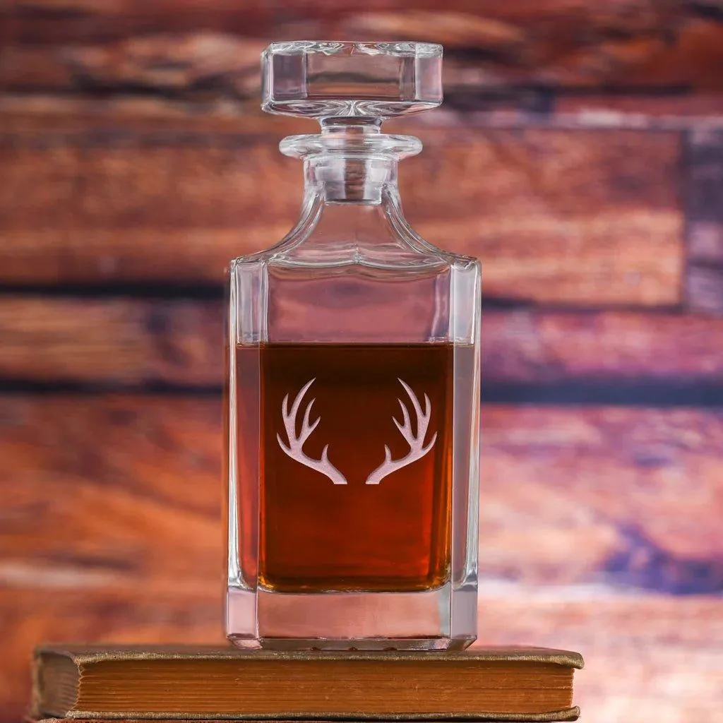 Sand Carved Whiskey Decanter Set - 2 Styles