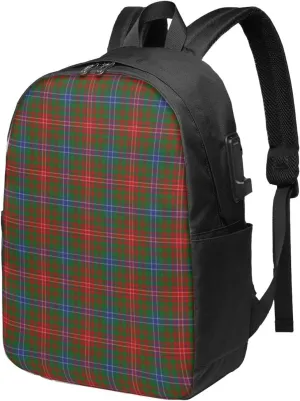 Scottish Clan Wilson Tartan Plaid Usb Travel Laptop Backpack  Durable Polyester Backbag With Charging Port & Headphone Jack