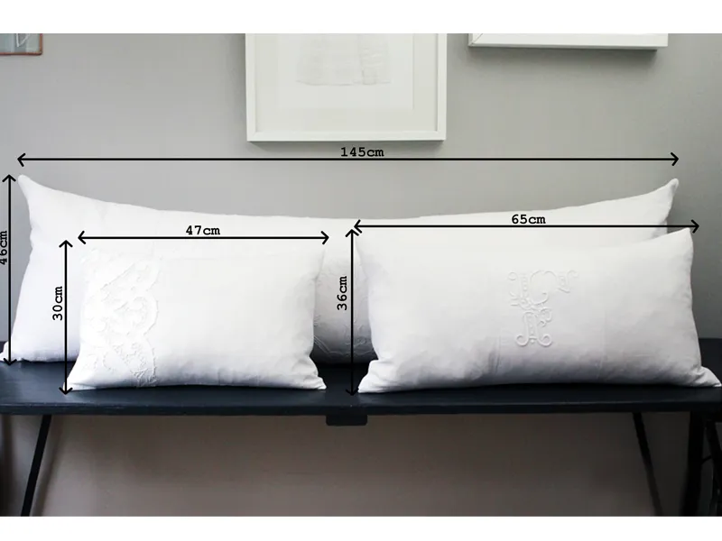 Small Bolster - Antique French White on White Embroidered Scalloped Cutwork on Linen Cushion