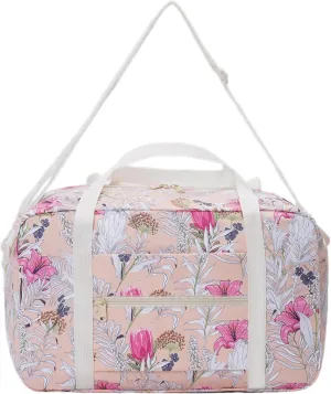 Small Cabin Bag 40x20x25 for Ryanair Airlines Foldable Underseat Travel Bag with Shoulder Strap Lightweight Weekender Duffel Holdall Hand Luggage Bag 20L (Floral Pink)