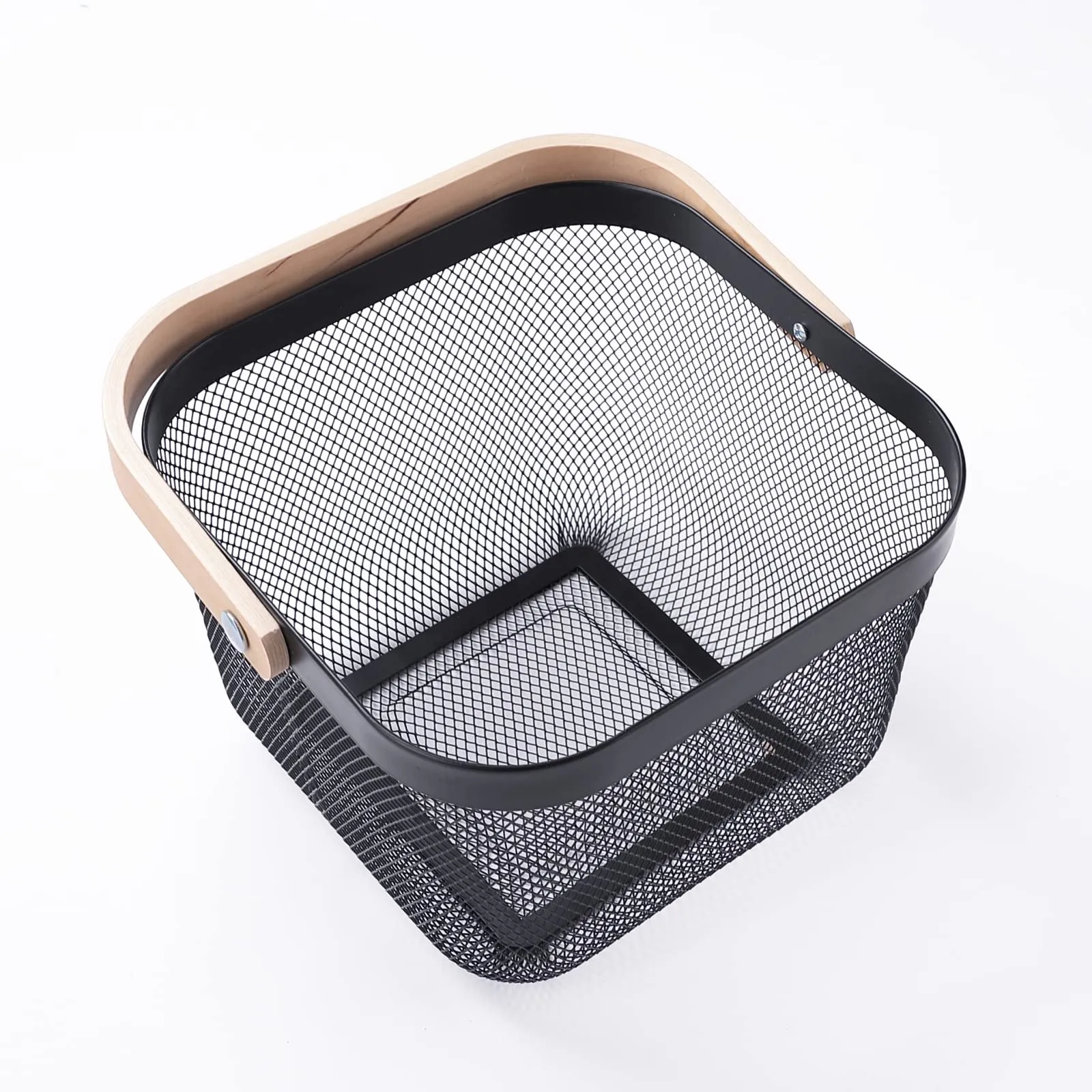 The Better Home Metal Mesh Fruit Basket With Wooden Handle | Kitchen Basket For Storage | Vegetable Basket For Kitchen | Multi-Purpose Basket- Black