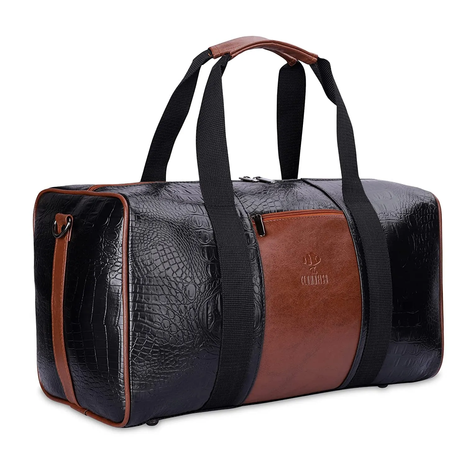 The Clownfish Combo of Anderson 25 litres Unisex Faux Leather Travel Duffle Bag (Blue) & The Clownfish Travel Pouch Toiletry Bag Shaving Kit Bag for Men Travel Kit for Women (Grey)