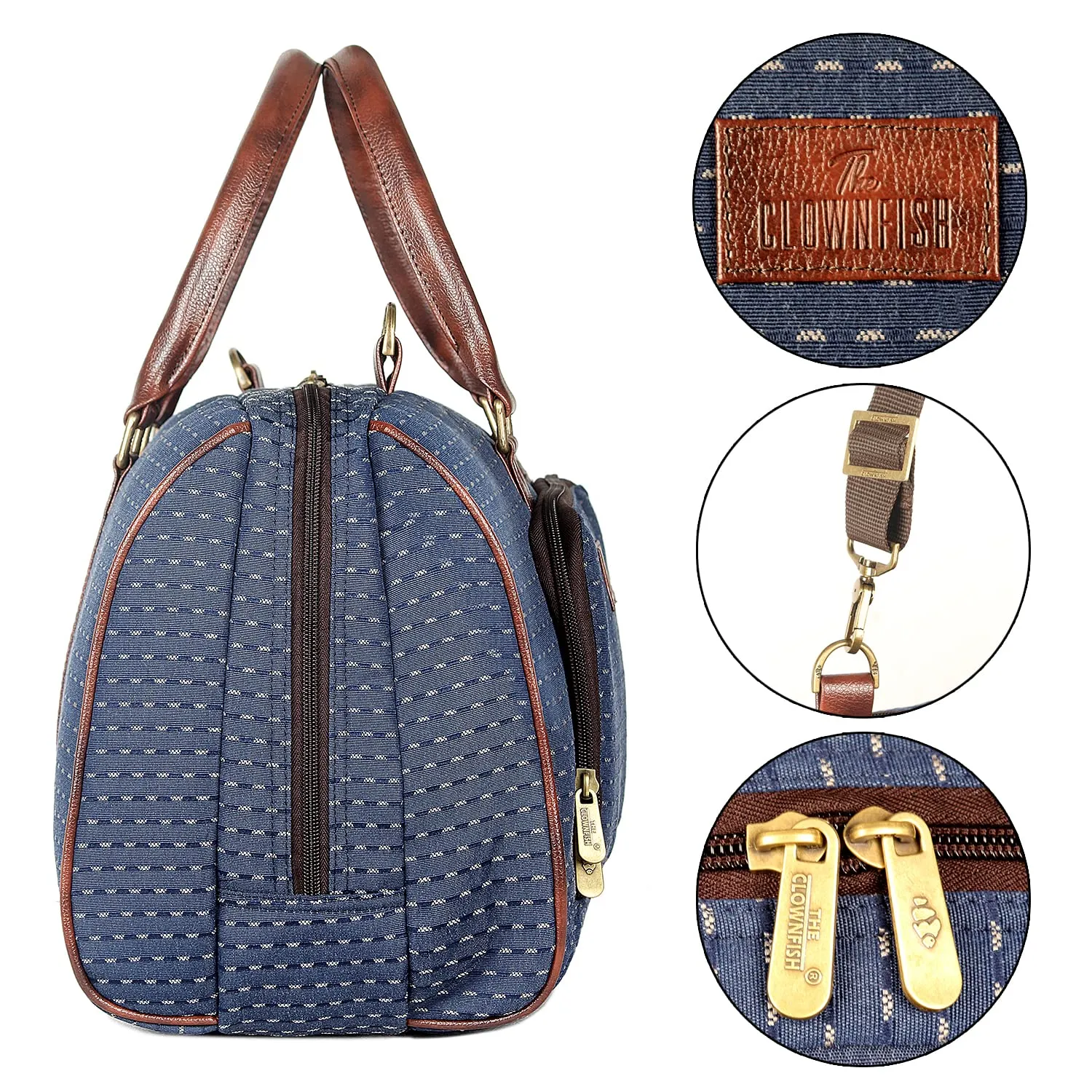 The Clownfish Polyester Oceania 28 litres Tapestry Unisex Business Travel Duffle Bag with 15.6 inch Laptop Sleeve (Blue)