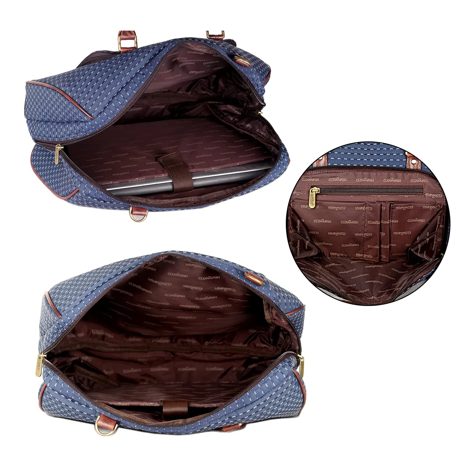 The Clownfish Polyester Oceania 28 litres Tapestry Unisex Business Travel Duffle Bag with 15.6 inch Laptop Sleeve (Blue)