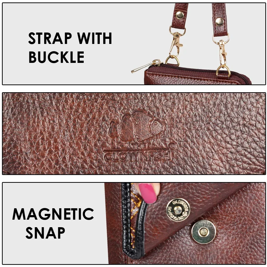 THE CLOWNFISH Synthetic Classy Womens Wallet (Brownblack)