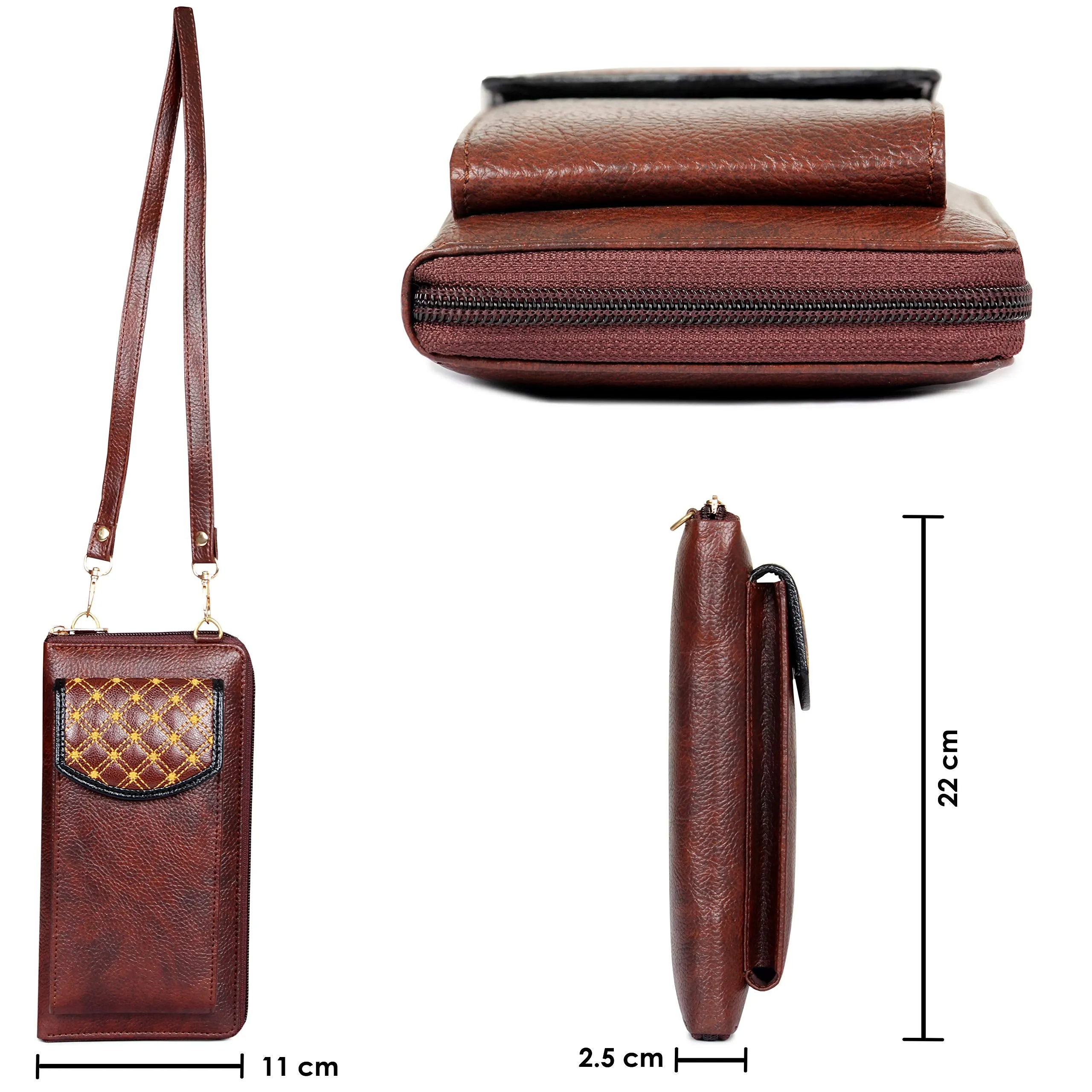 THE CLOWNFISH Synthetic Classy Womens Wallet (Brownblack)