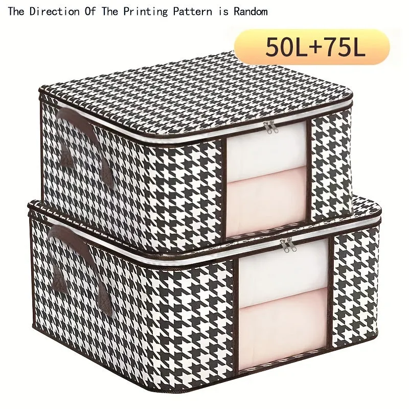 Thousand Birds Check Pattern Storage Bag Spacious and Durable