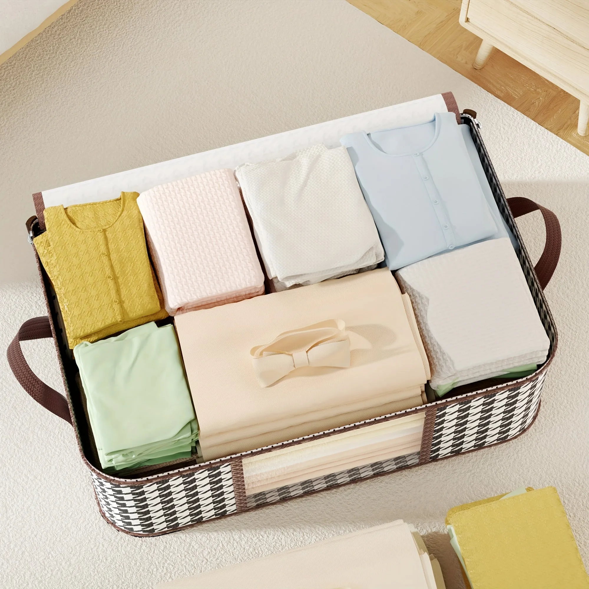 Thousand Birds Check Pattern Storage Bag Spacious and Durable