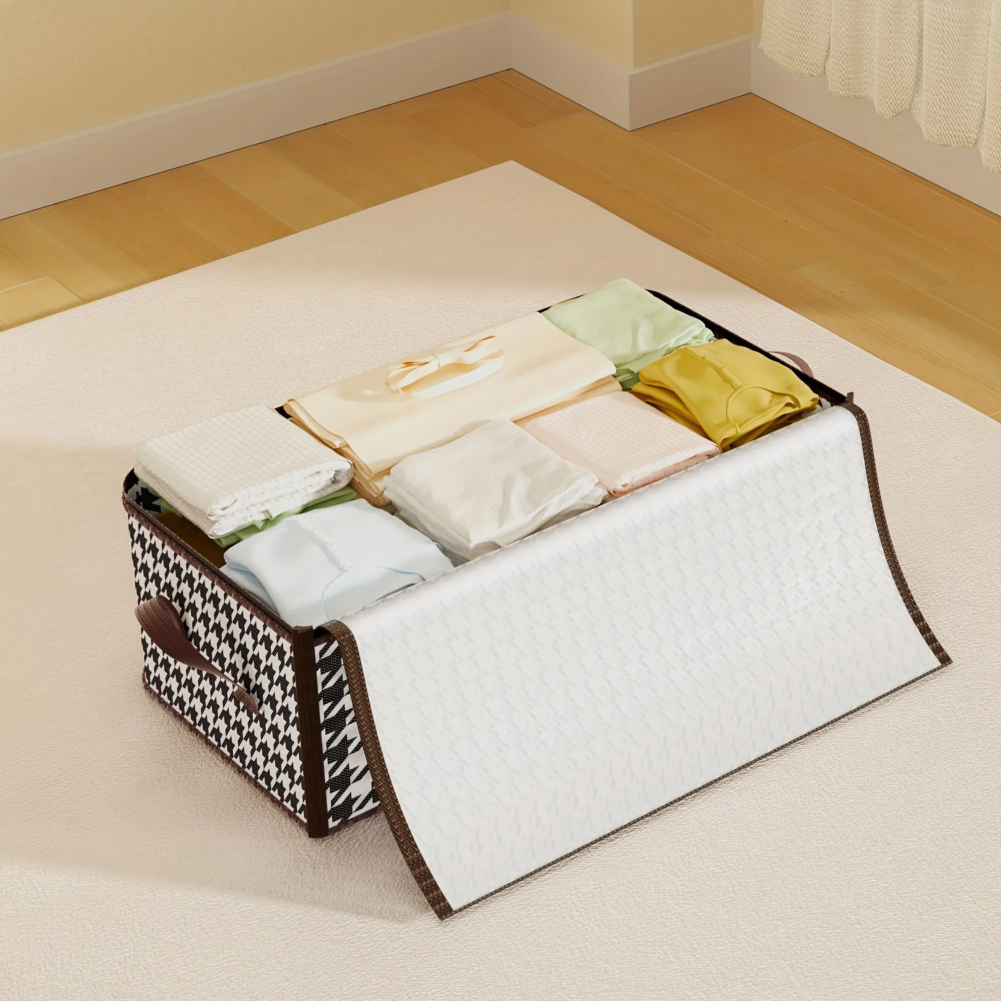 Thousand Birds Check Pattern Storage Bag Spacious and Durable