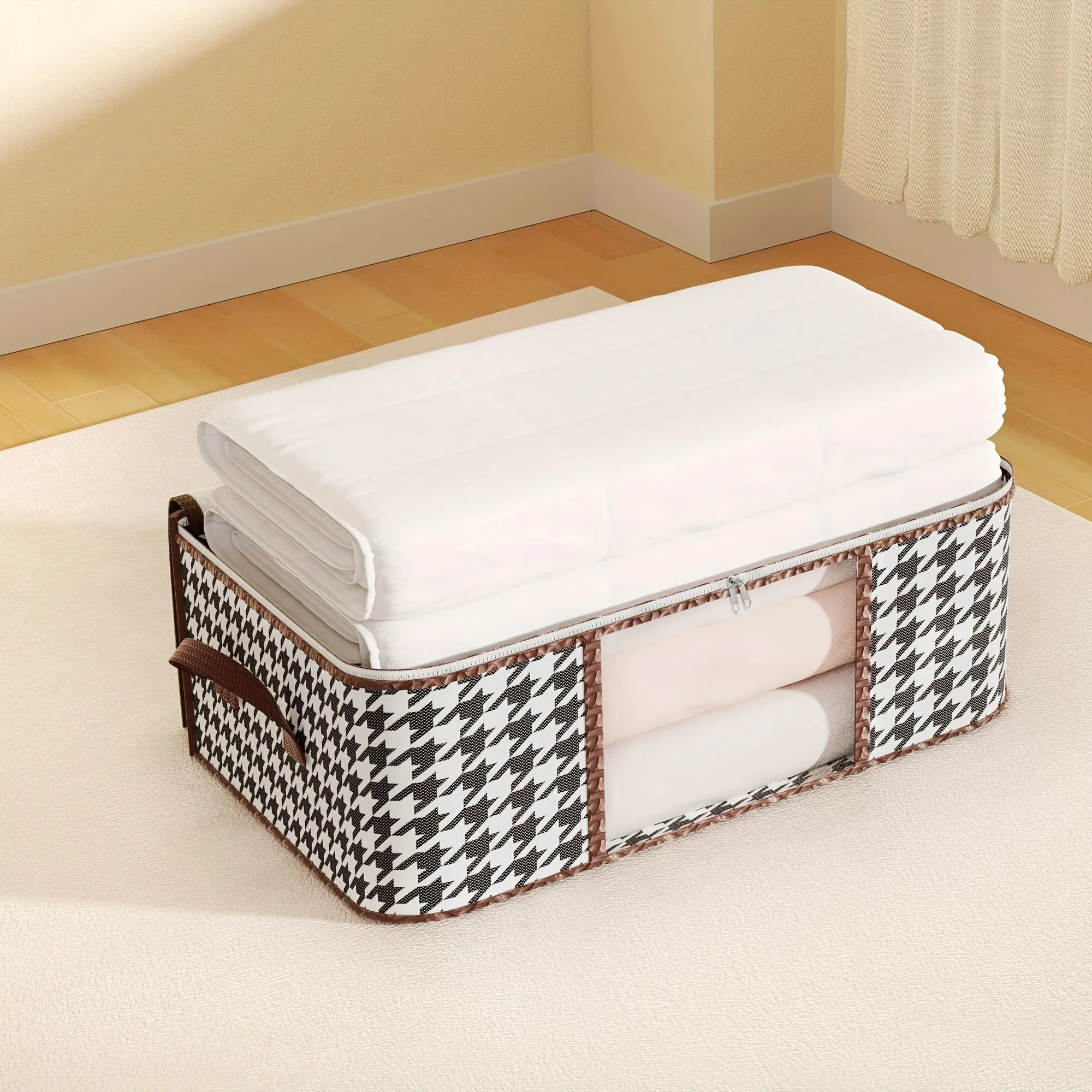 Thousand Birds Check Pattern Storage Bag Spacious and Durable