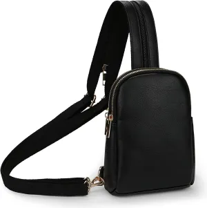 Uromee Sling Bag for Women Crossbody Purse Vegan Leather Fashion Fanny Pack Chest Bag Convertible Small Backpack