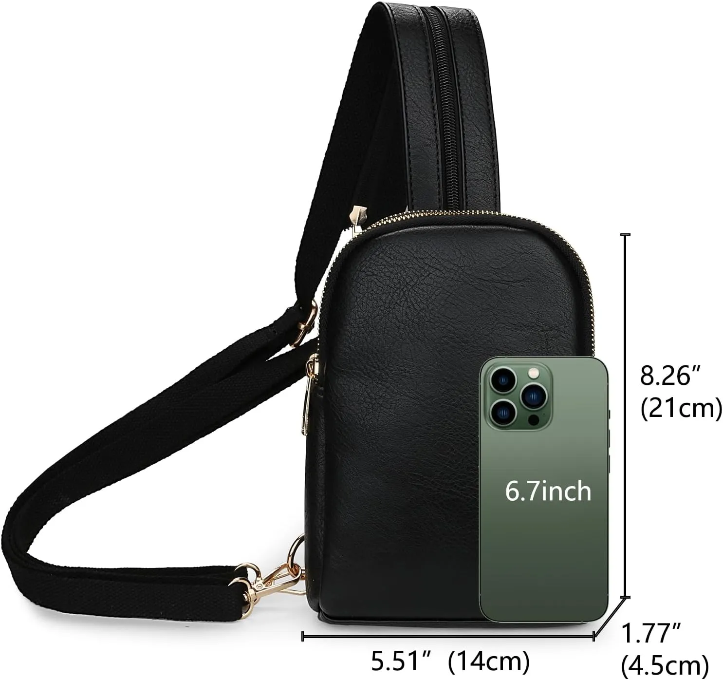 Uromee Sling Bag for Women Crossbody Purse Vegan Leather Fashion Fanny Pack Chest Bag Convertible Small Backpack