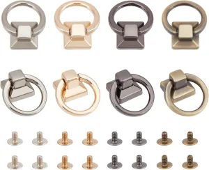 WADORN 8 Sets Metal Bag Side Clip Buckles, 4 Colors Purse Chain Link Connector Clasp Bag Suspension Clasp Rotatable Ball Post Head Buttons with O Ring for DIY Leather Craft Bag Making