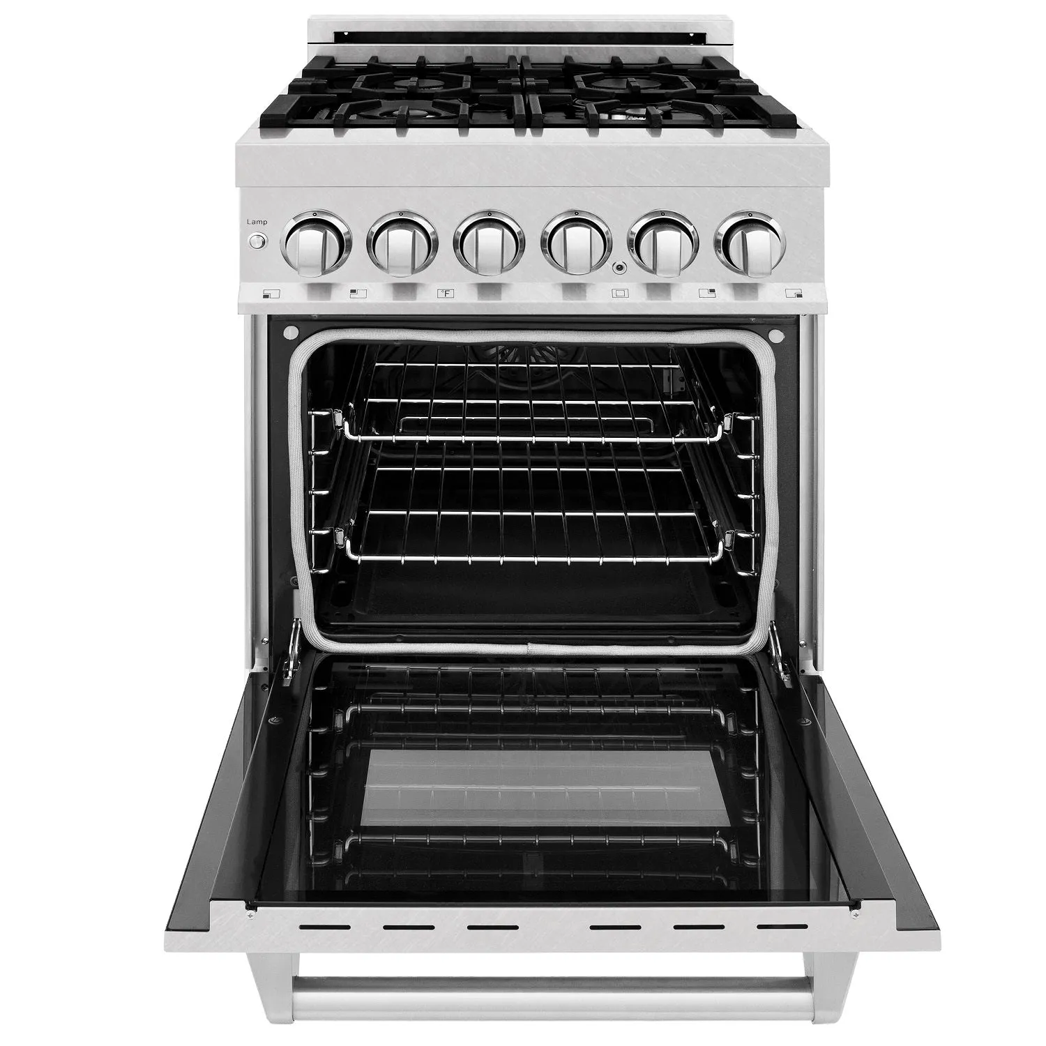 ZLINE 24 in. Professional Dual Fuel Range in DuraSnow® Stainless Steel with White Matte Door (RAS-WM-24)