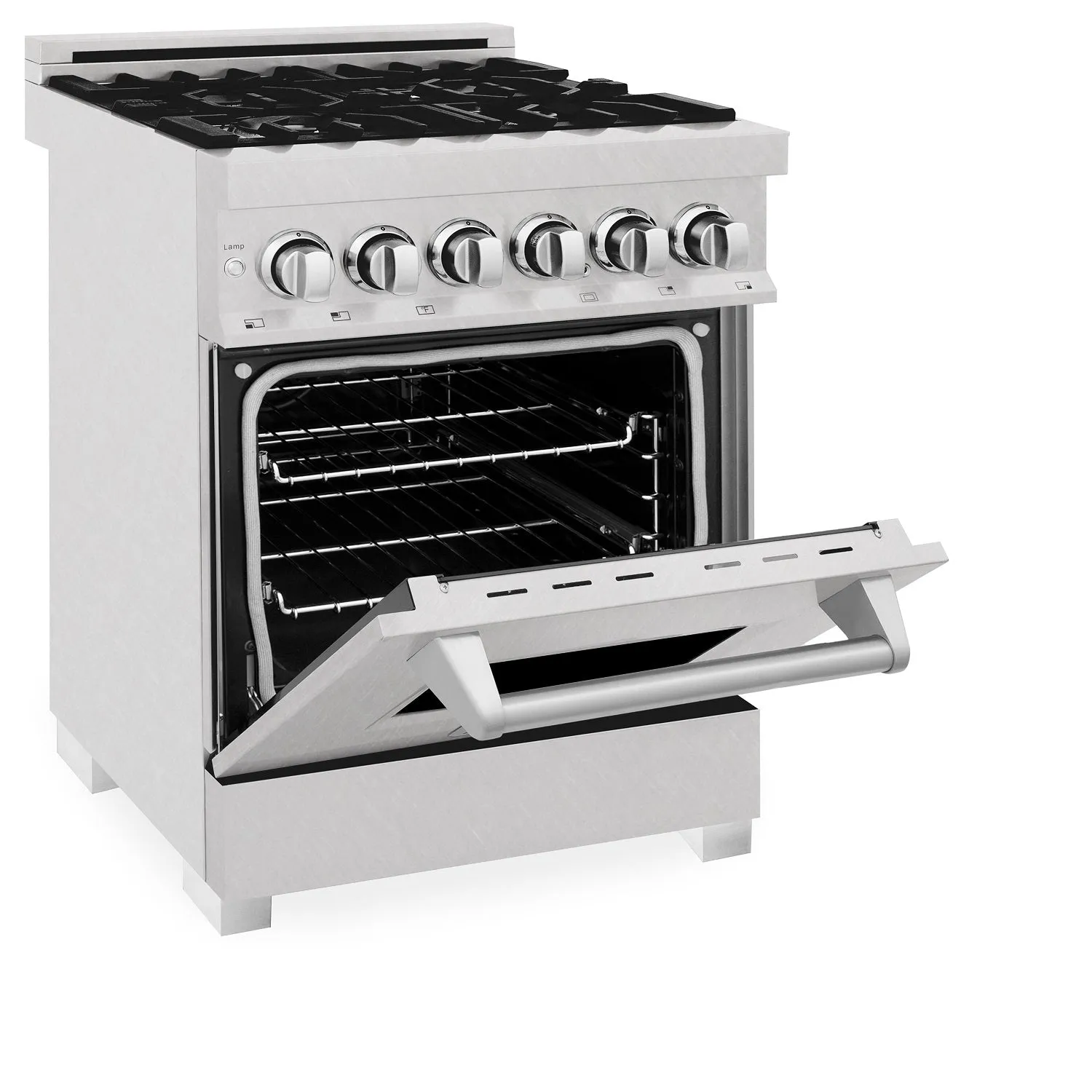 ZLINE 24 in. Professional Dual Fuel Range in DuraSnow® Stainless Steel with White Matte Door (RAS-WM-24)